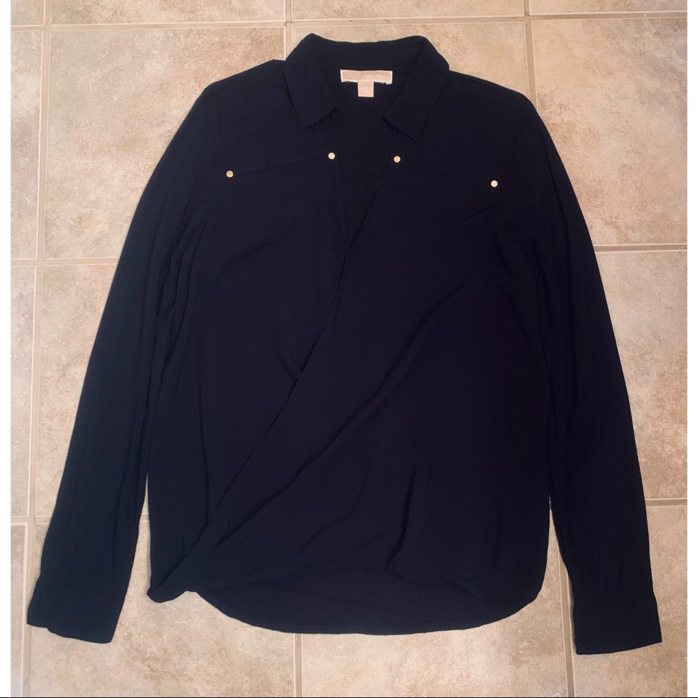 Black Collared Cross-Front Top - image 1